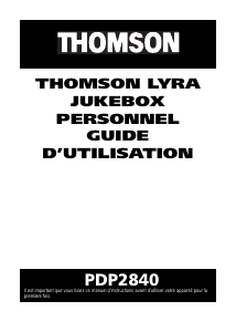 Mode d’emploi Thomson PDP2840 Lyra Lecteur Mp3