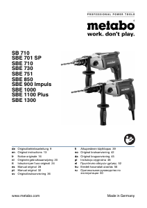 Bedienungsanleitung Metabo SBE 1100 Plus Schlagbohrmaschine