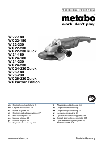 Manuale Metabo WX 24-180 Smerigliatrice angolare
