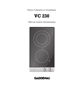 Mode d’emploi Gaggenau VC230113 Table de cuisson