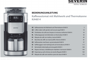 Bruksanvisning Severin KA 4814 Kaffebryggare