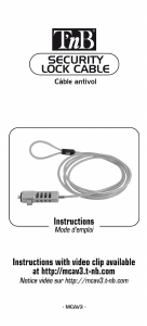 Kullanım kılavuzu T'nB MCAV3 Güvenlik kablo kilidi