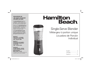 Handleiding Hamilton Beach 51101R Single-Serve Blender