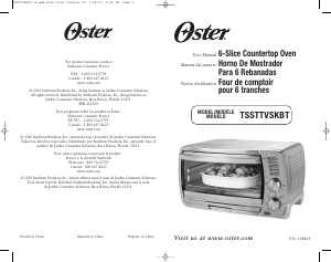 Manual de uso Oster TSSTTVSKBT Horno