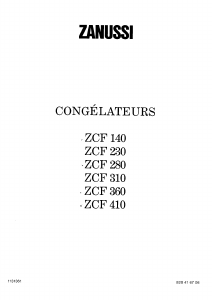 Mode d’emploi Zanussi ZCF 360 Congélateur