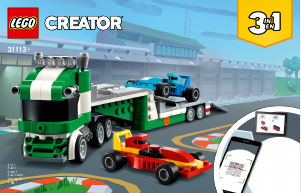 Manuale Lego set 31113 Creator Trasportatore di auto da corsa