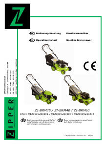 Bedienungsanleitung Zipper ZI-BRM60 Rasenmäher