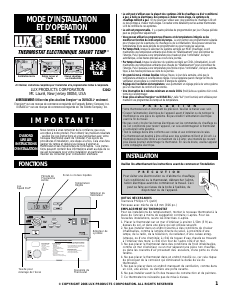 Mode d’emploi LUX TX9000A Thermostat