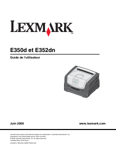 Mode d’emploi Lexmark E350d Imprimante