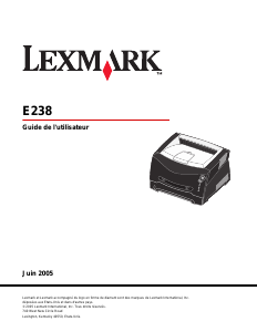 Mode d’emploi Lexmark E238 Imprimante