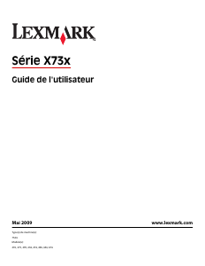 Mode d’emploi Lexmark X738dte Imprimante multifonction