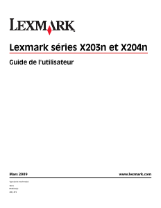 Mode d’emploi Lexmark X203n Imprimante multifonction