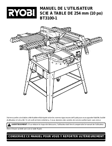 Mode d’emploi Ryobi BT3100-1 Banc de scie