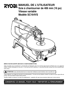 Mode d’emploi Ryobi SC164VS Scie à chantourner