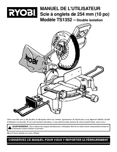 Mode d’emploi Ryobi TS1352 Scie à onglet