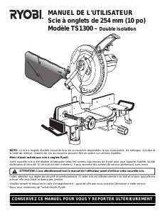 Mode d’emploi Ryobi TS1300 Scie à onglet