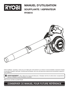 Mode d’emploi Ryobi RY08510 Souffleur