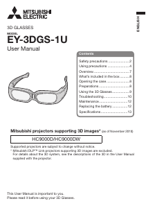 Manual Mitsubishi EY-3DGS-1U Óculos 3D