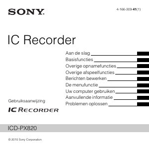 Handleiding Sony ICD-PX820 Audiorecorder