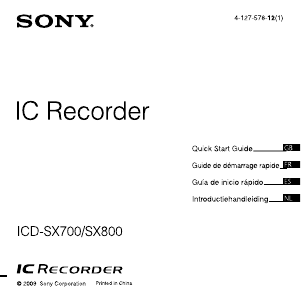 Handleiding Sony ICD-SX700 Audiorecorder
