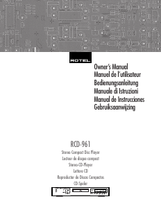 Manual de uso Rotel RCD-961 Reproductor de CD