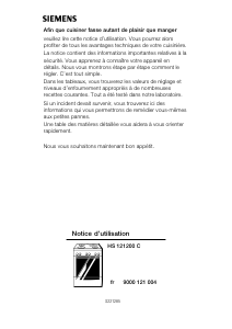 Mode d’emploi Siemens HS121200C Cuisinière