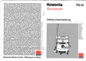 Mode d’emploi Rowenta RB-54 Aspirateur