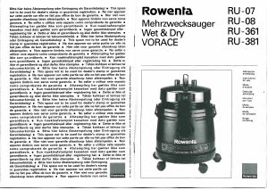 Mode d’emploi Rowenta RU-07 Vorace Aspirateur