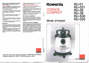 Mode d’emploi Rowenta RU-520 Vorace Compact Aspirateur