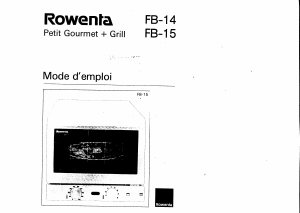 Mode d’emploi Rowenta FB-15 Four