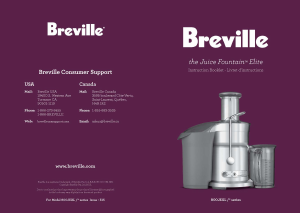 Bruksanvisning Breville 800JEXL The Juice Fountain Elite Juicepress