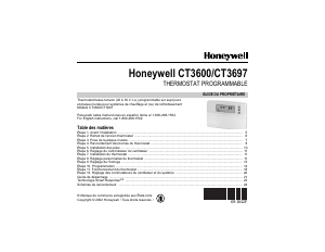Mode d’emploi Honeywell CT3600 Thermostat