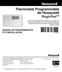 Mode d’emploi Honeywell CT2400 MagicStat Thermostat