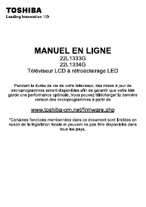 Mode d’emploi Toshiba 22L1334G Téléviseur LCD