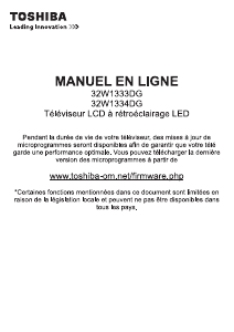 Mode d’emploi Toshiba 32W1334DG Téléviseur LCD