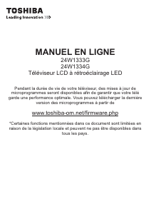 Mode d’emploi Toshiba 24W1333G Téléviseur LCD