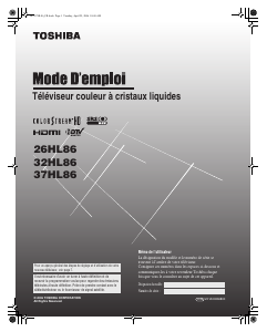 Mode d’emploi Toshiba 26HL86 Téléviseur LCD