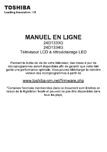Mode d’emploi Toshiba 24D1333G Téléviseur LCD