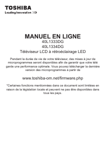 Mode d’emploi Toshiba 40L1334DG Téléviseur LCD