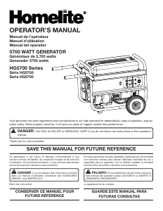 Handleiding Homelite HG5700 Generator