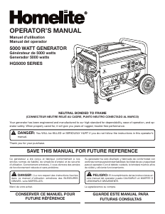 Mode d’emploi Homelite HG5000 Générateur