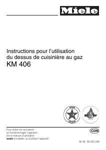 Mode d’emploi Miele KM 406 Table de cuisson