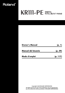 Mode d’emploi Roland KR111-PE Piano numérique