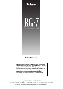 Mode d’emploi Roland RG-7 Piano numérique
