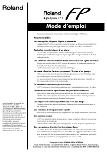 Mode d’emploi Roland FP-3 Piano numérique
