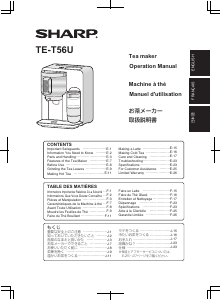 Manual Sharp TE-T56U Tea Machine