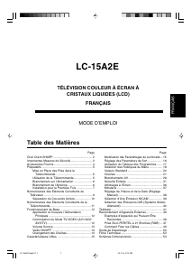 Mode d’emploi Sharp LC-15A2E Téléviseur LCD