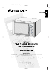 Mode d’emploi Sharp R-933F Micro-onde