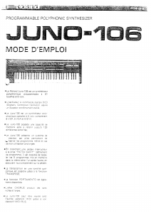 Mode d’emploi Roland JUNO-106 Synthétiseur