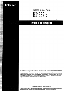 Mode d’emploi Roland HP337e Piano numérique